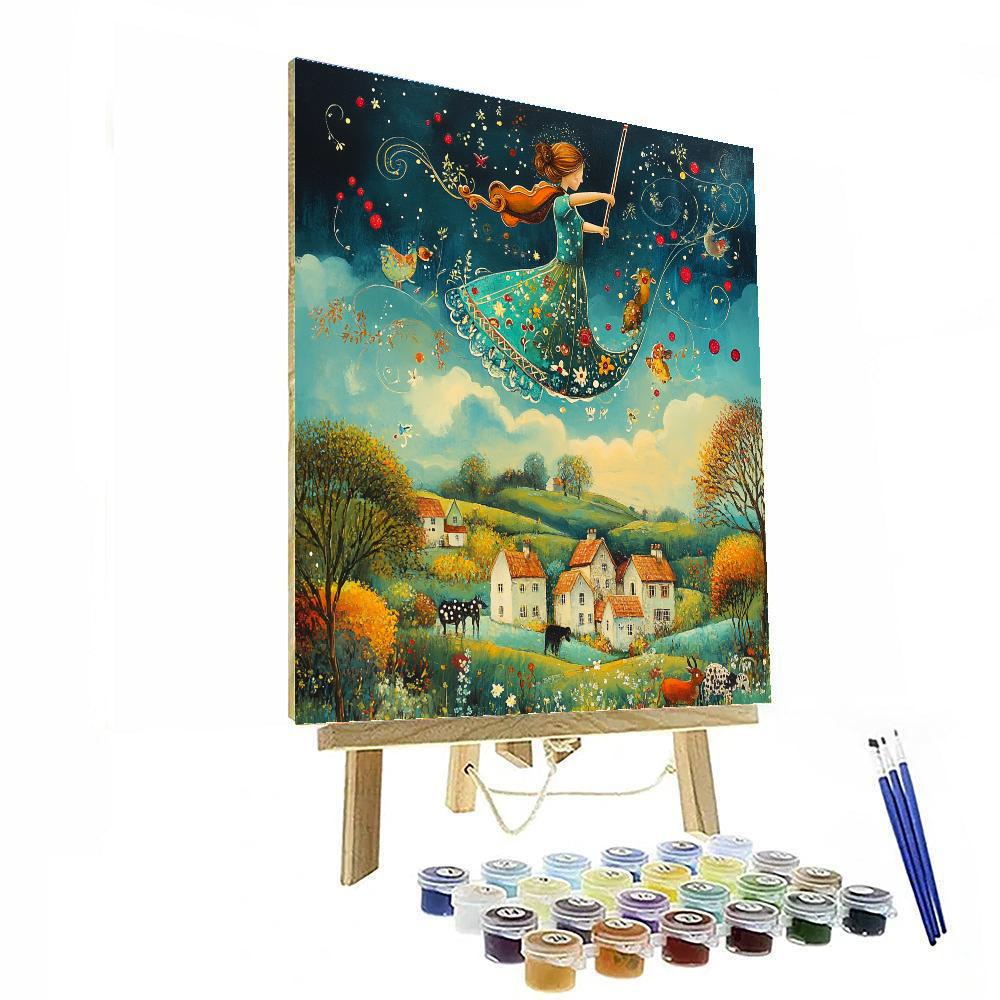Marc Chagall Inspired Violinist In Flight paint by number