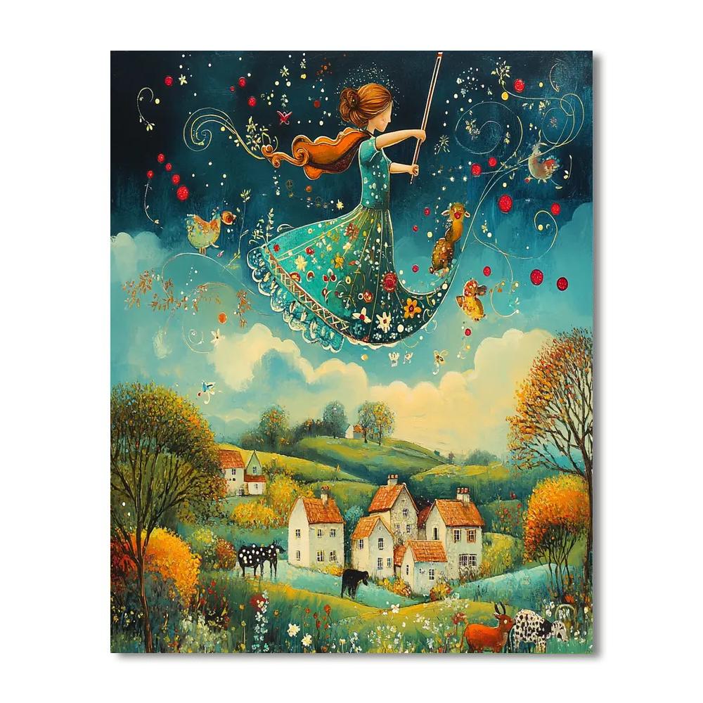Marc Chagall Inspired Violinist In Flight paint by number