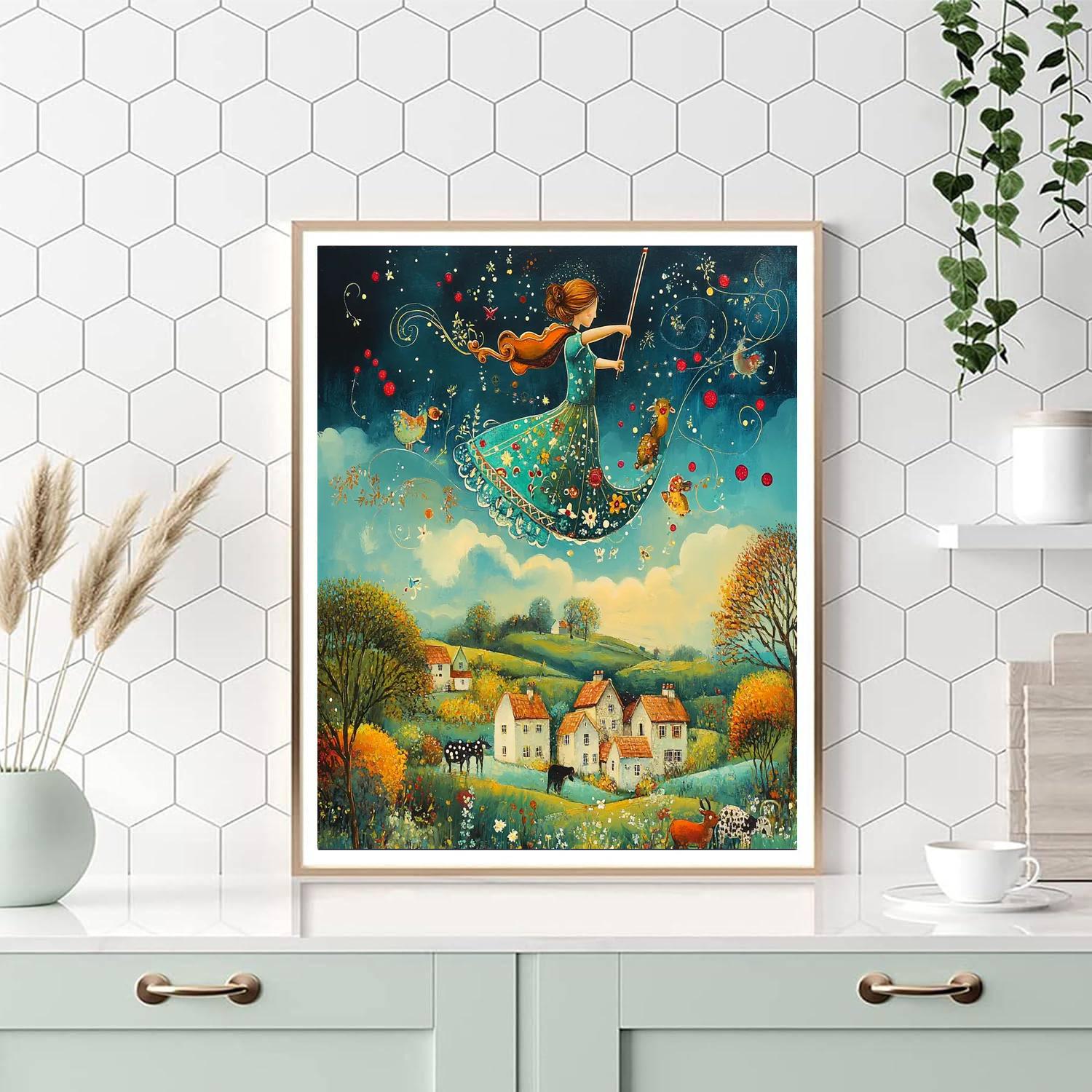 Marc Chagall Inspired Violinist In Flight paint by number