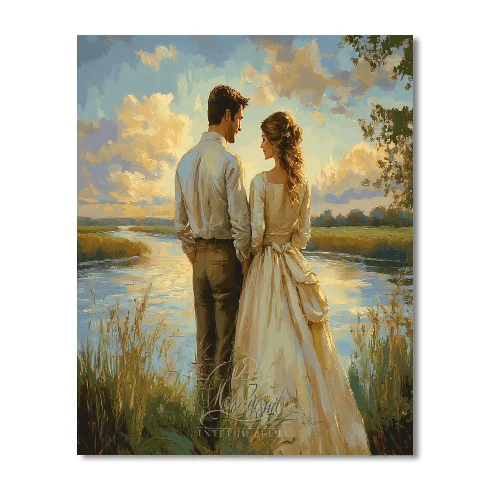 Thomas Gainsborough Inspired River Courtship paint by number