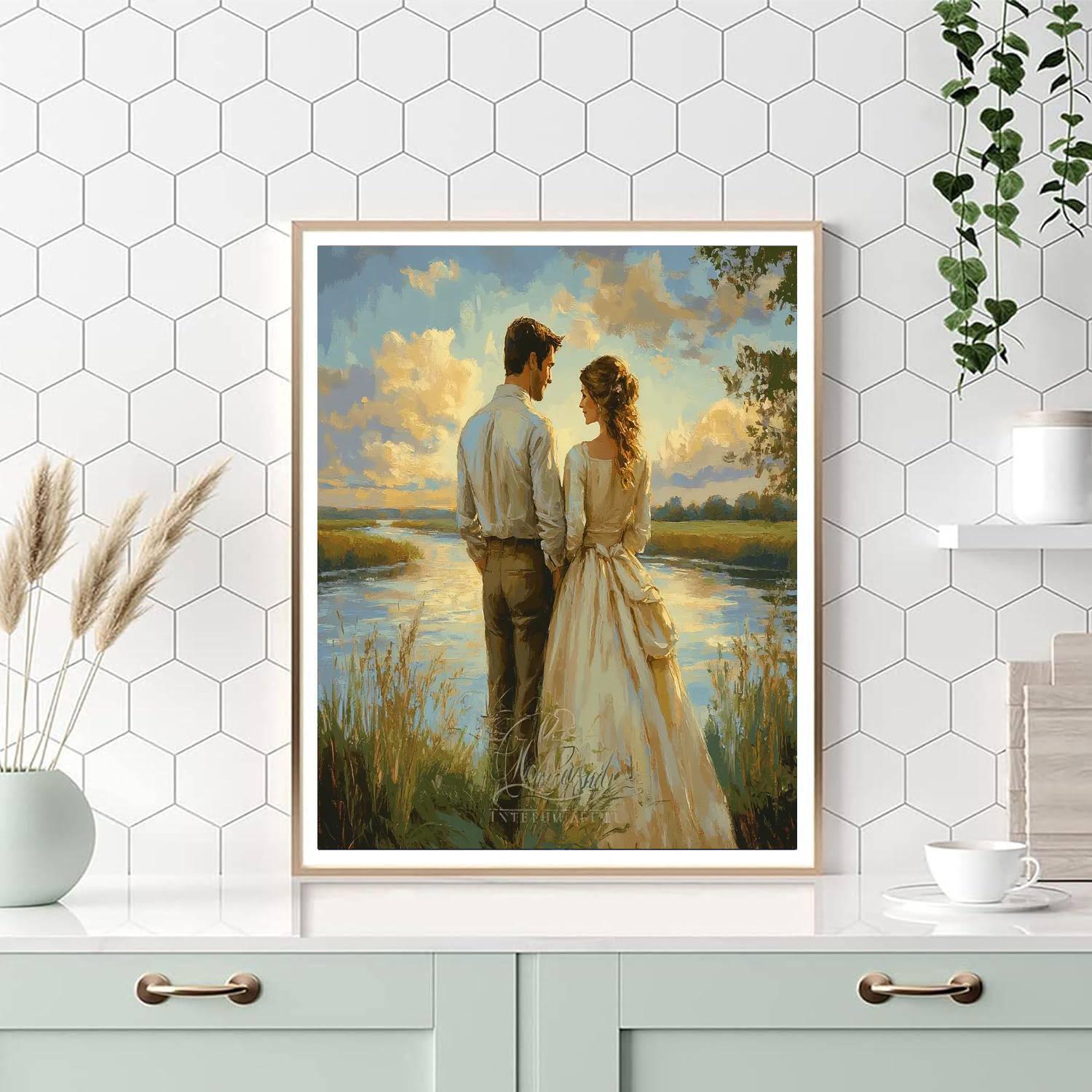 Thomas Gainsborough Inspired River Courtship paint by number
