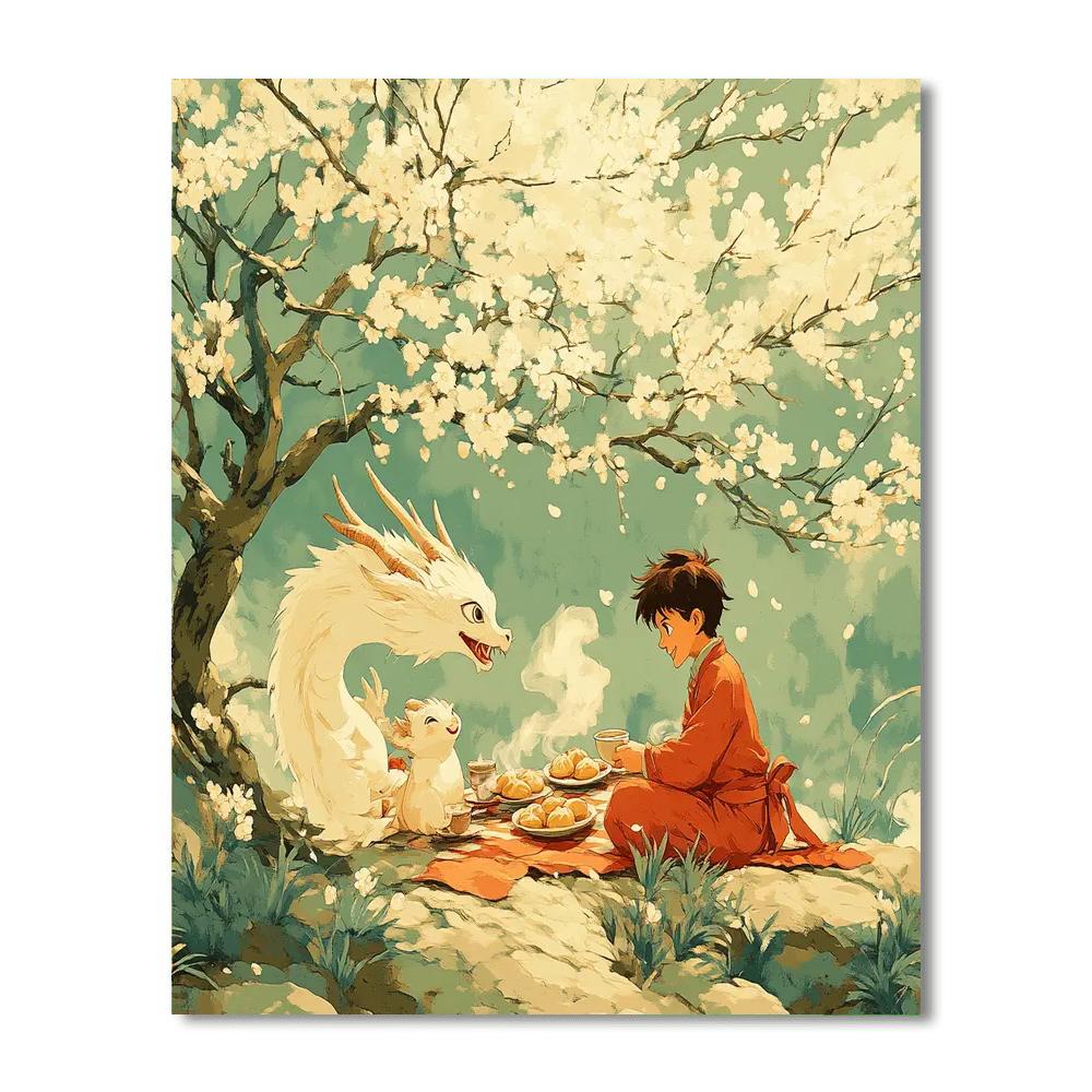 Mulan And Mushu Picnic painting number kit