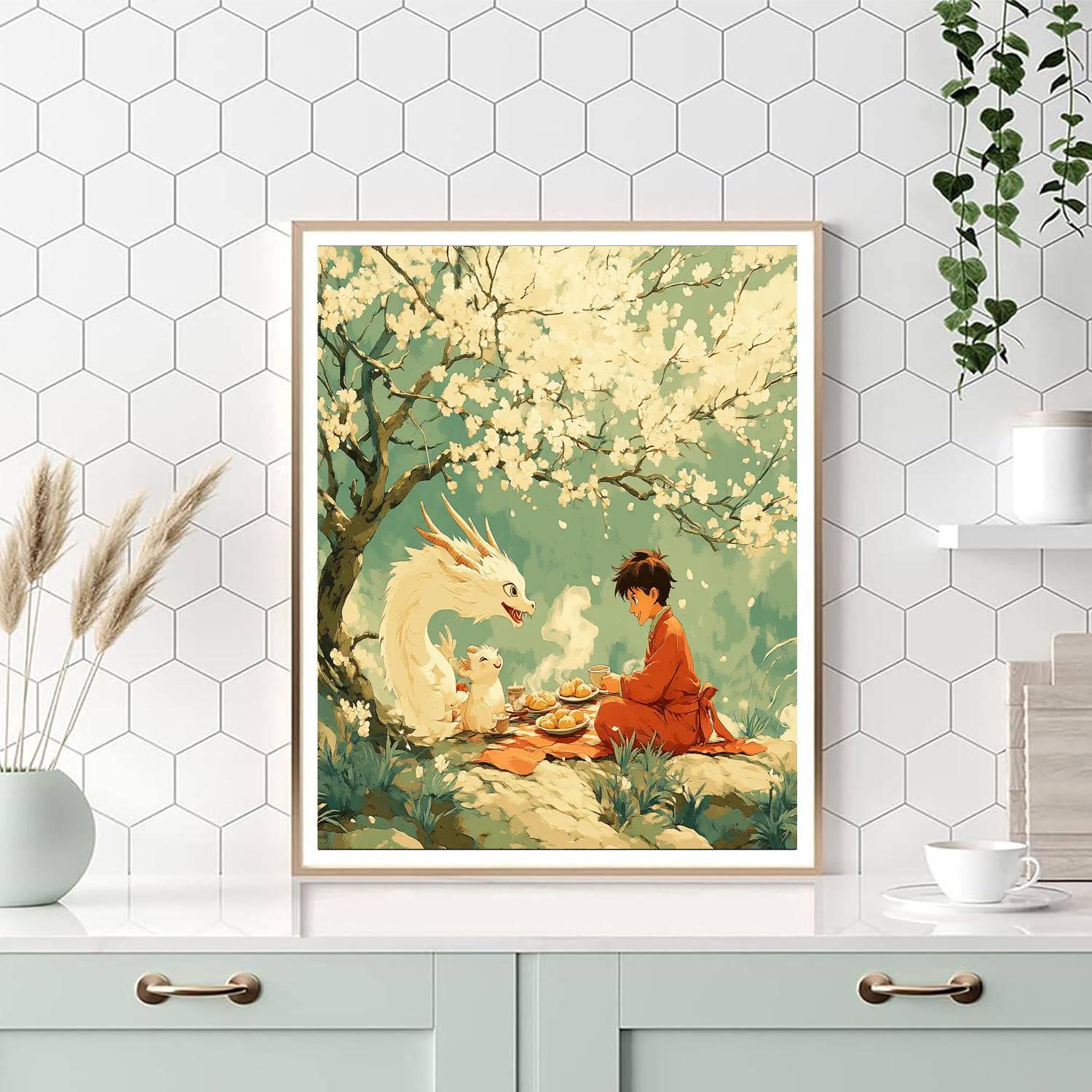 Mulan And Mushu Picnic painting number kit