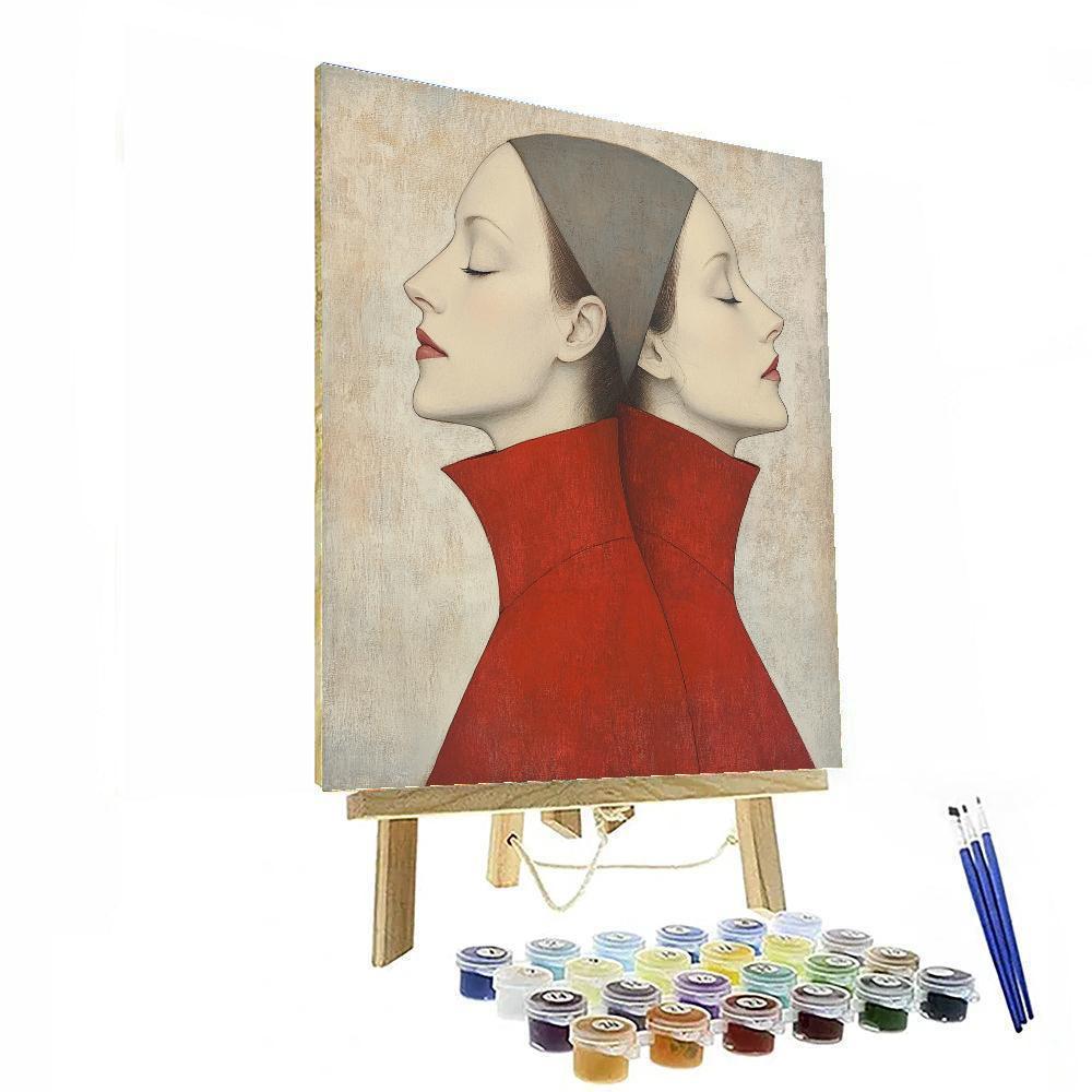 Amedeo Modigliani Inspired Couple In Red Numbered painting kits