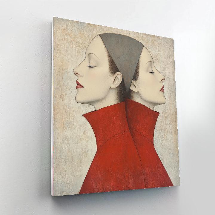 Amedeo Modigliani Inspired Couple In Red Numbered painting kits