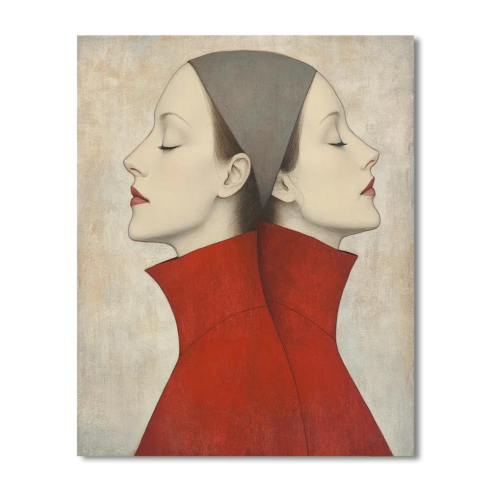 Amedeo Modigliani Inspired Couple In Red Numbered painting kits