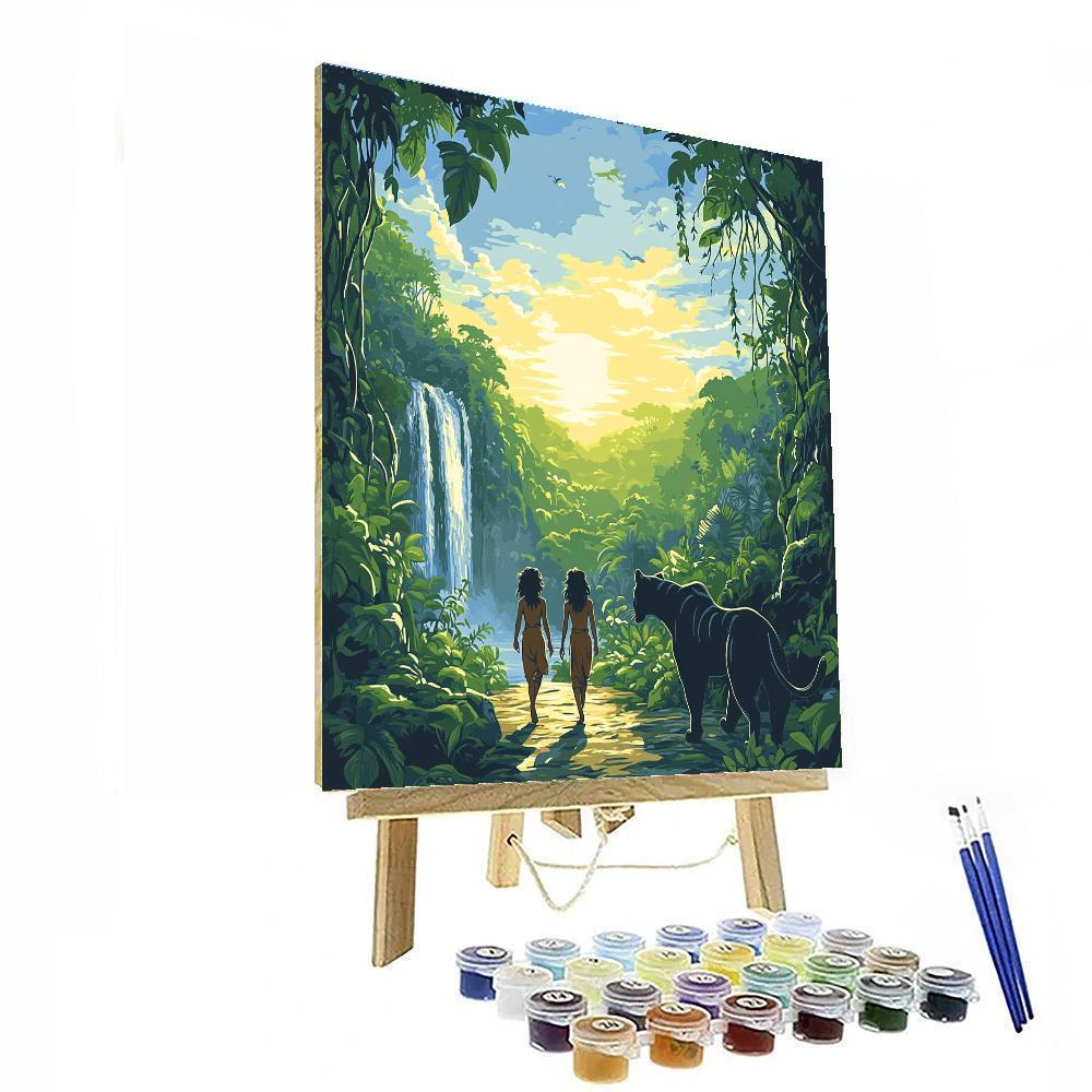 Mowgli And Bagheera Trail Painting by numbers kit