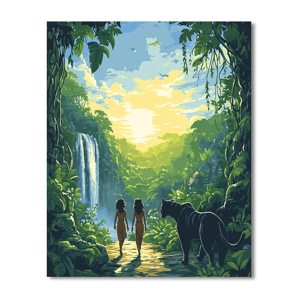 Mowgli And Bagheera Trail Painting by numbers kit