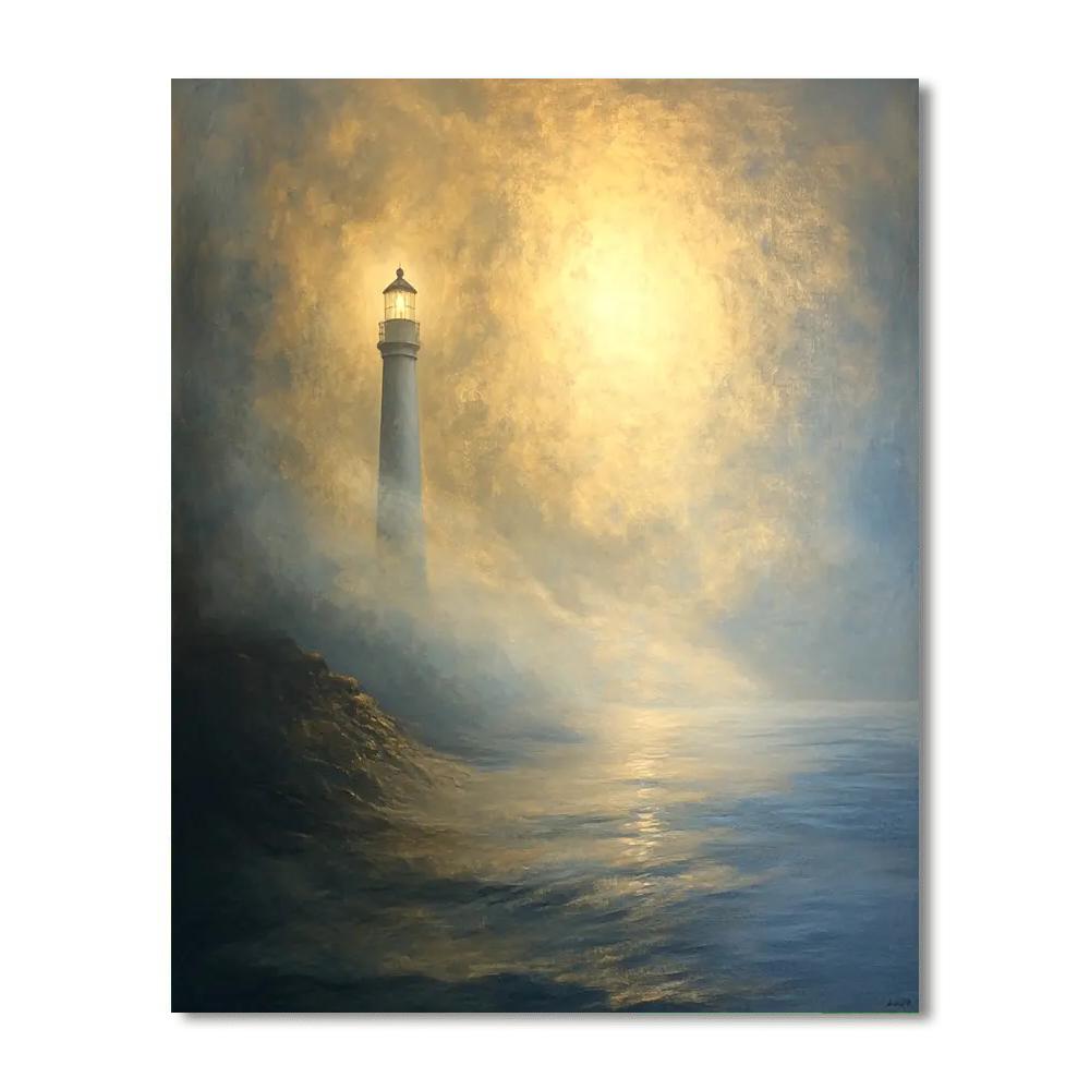 William Turner Inspired Lighthouse In Mist paint by numbers