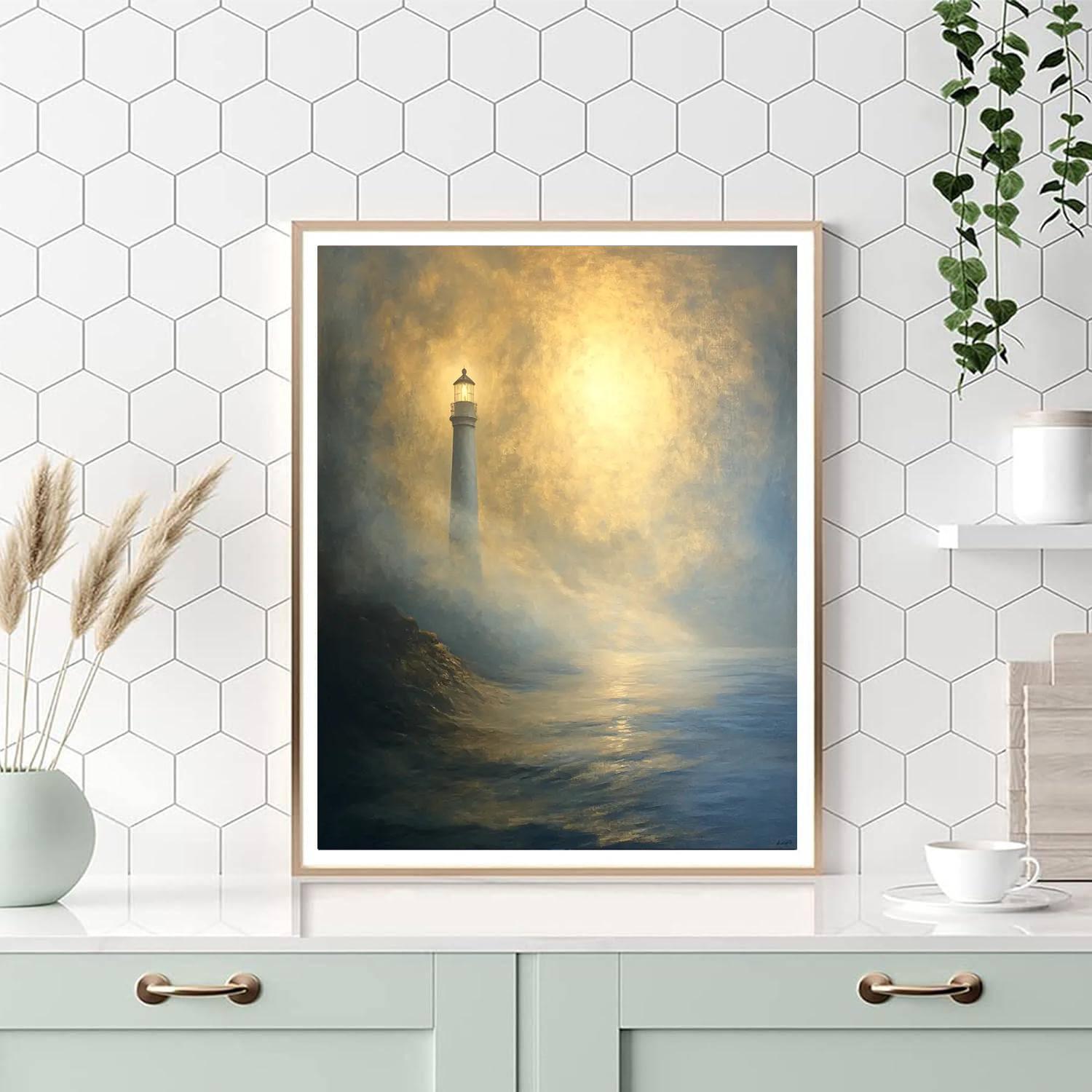 William Turner Inspired Lighthouse In Mist paint by numbers