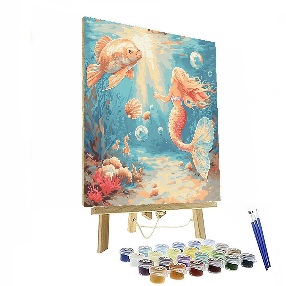 Flounder And Ariel Shell Hunt paint by color