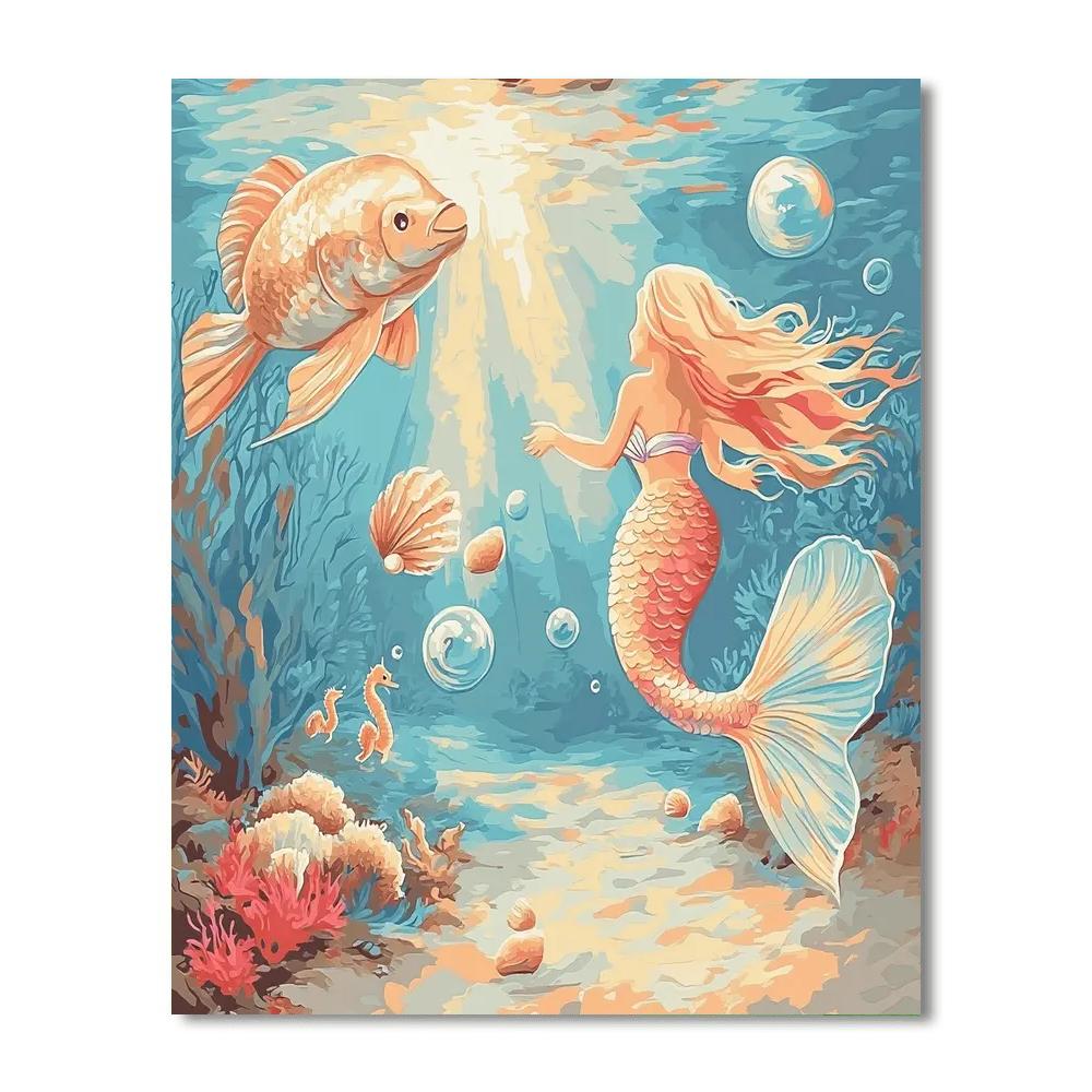 Flounder And Ariel Shell Hunt paint by color