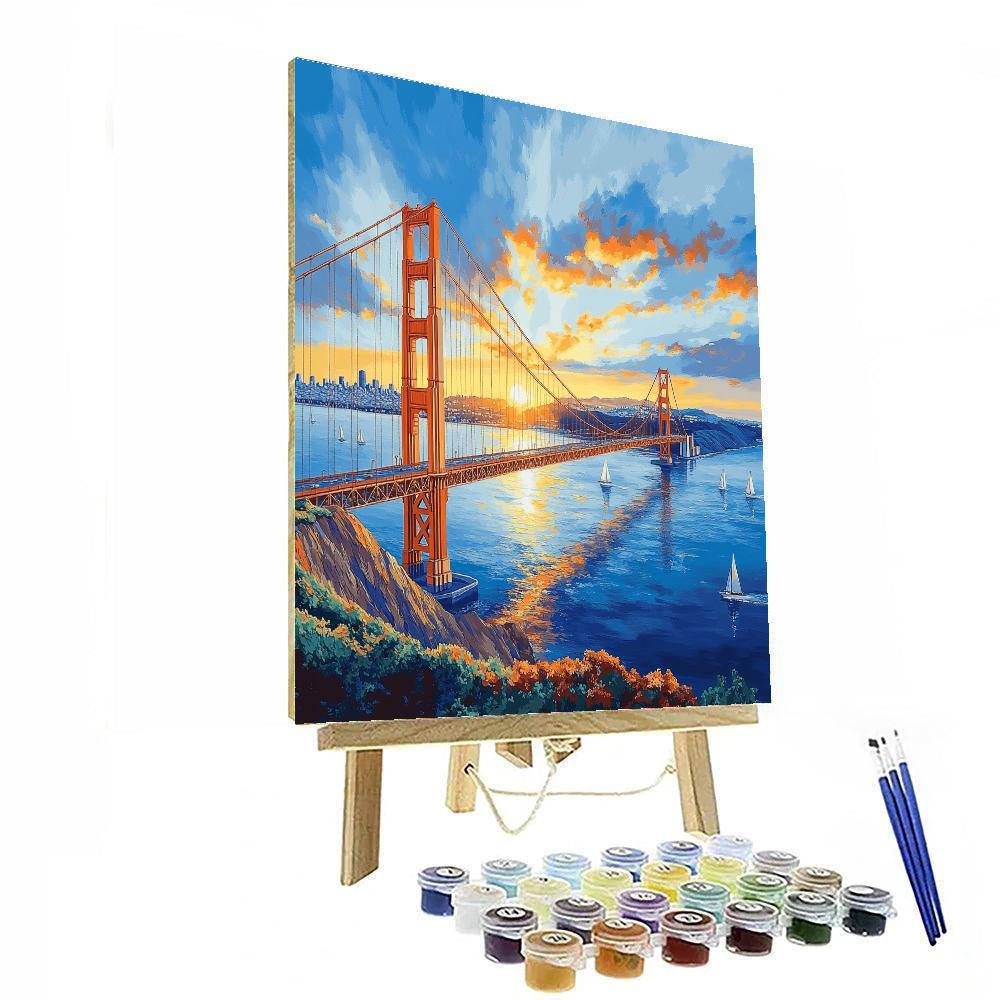 Golden Gate Bridge At Sunrise San Francisco United States painting number kit