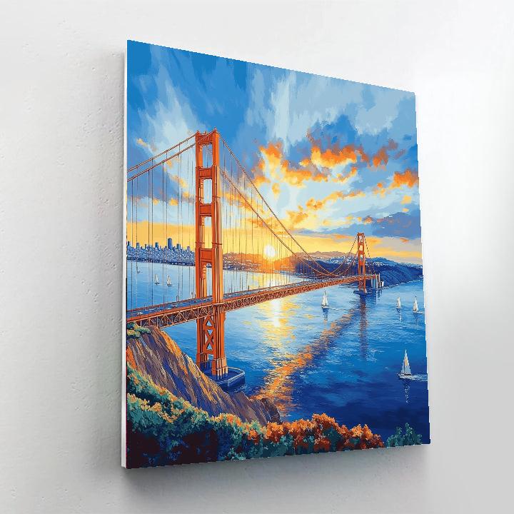 Golden Gate Bridge At Sunrise San Francisco United States painting number kit