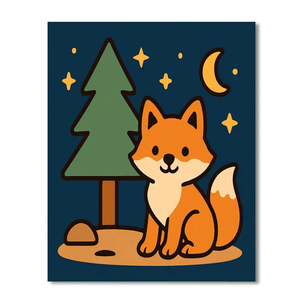 Starry Forest Fox Paint by numbers art