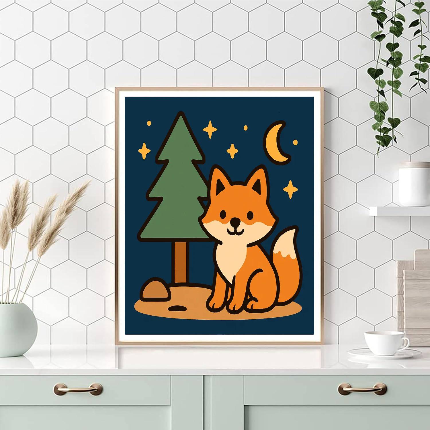 Starry Forest Fox Paint by numbers art