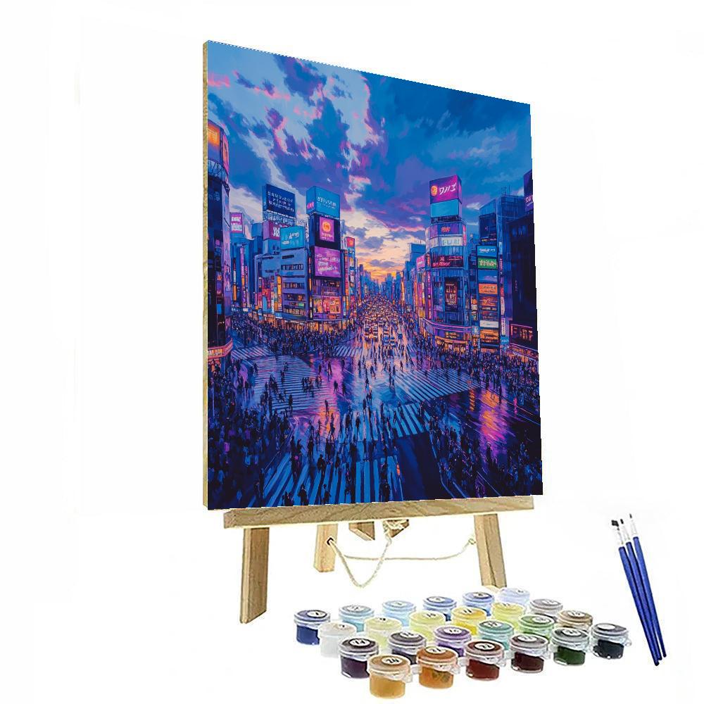 Shibuya Crossing From Above Tokyo Japan paint by color