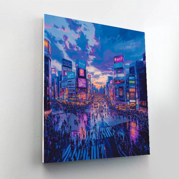 Shibuya Crossing From Above Tokyo Japan paint by color