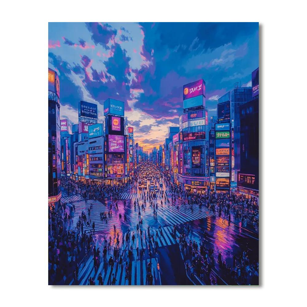 Shibuya Crossing From Above Tokyo Japan paint by color