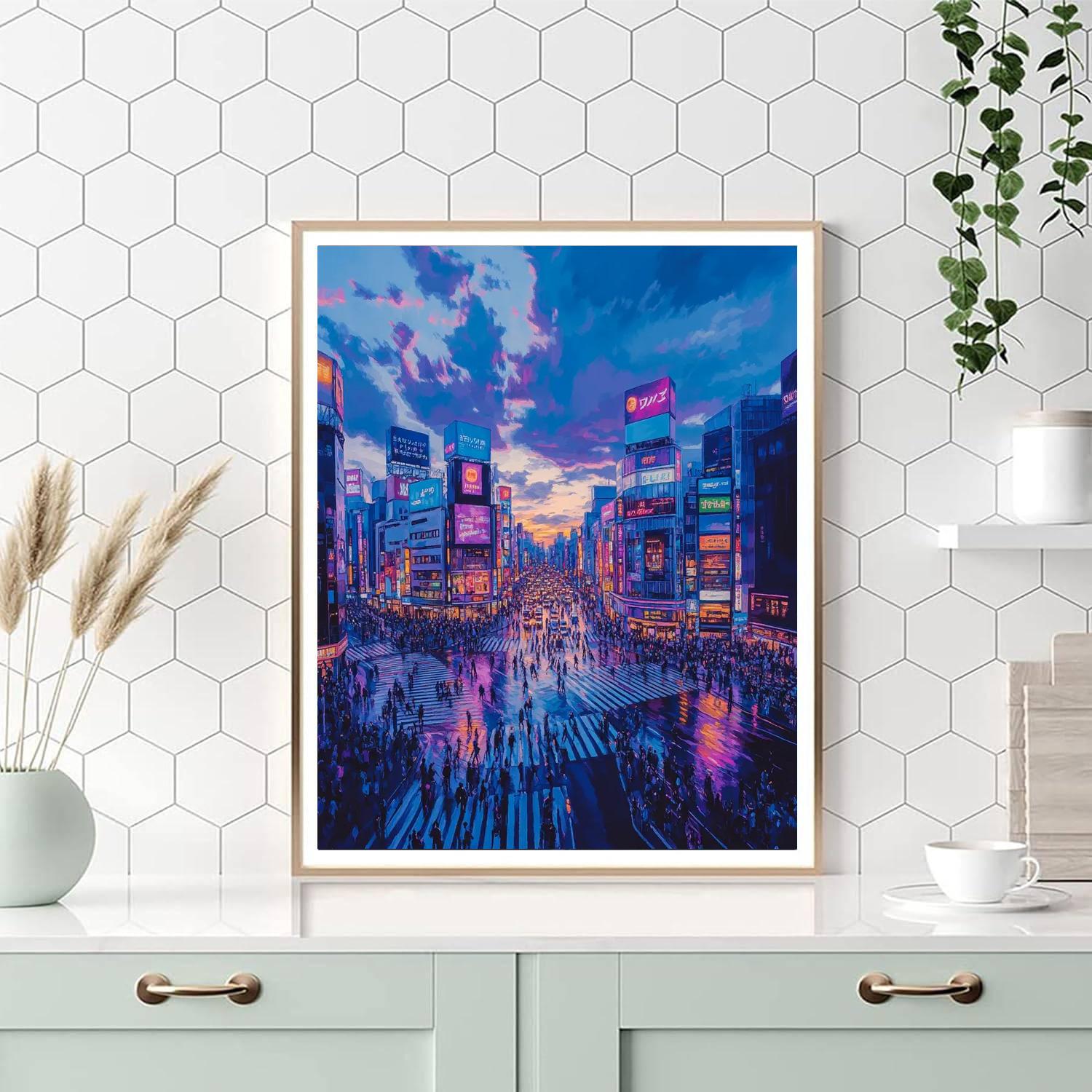 Shibuya Crossing From Above Tokyo Japan paint by color