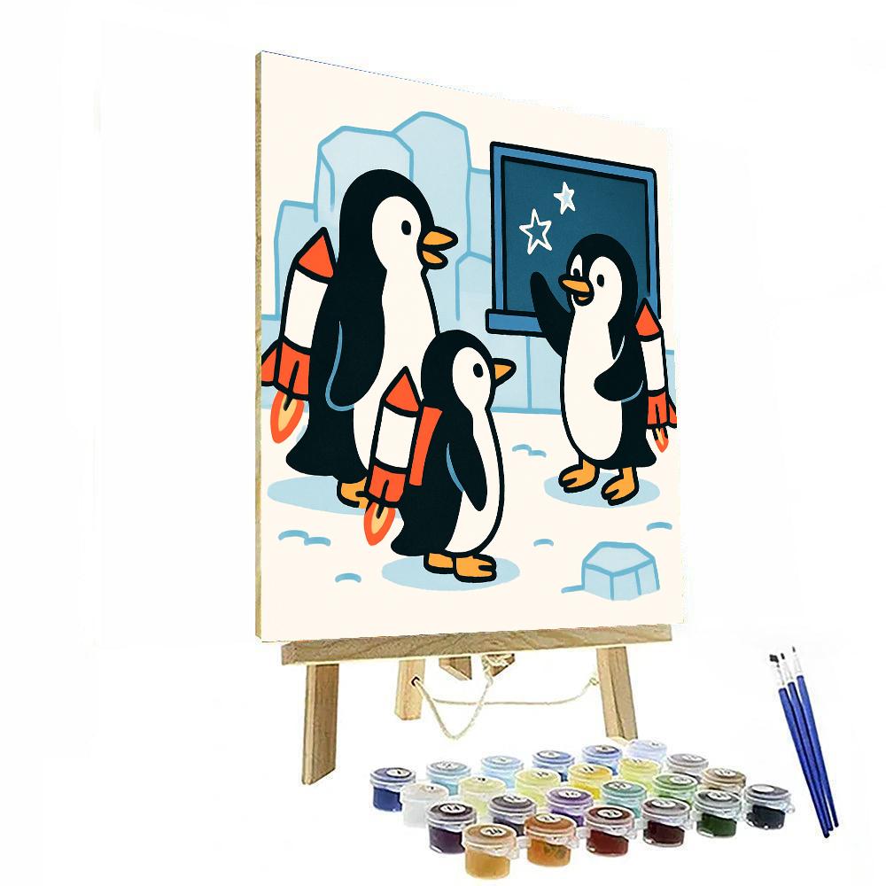 Rocket School Penguins Paint by numbers art