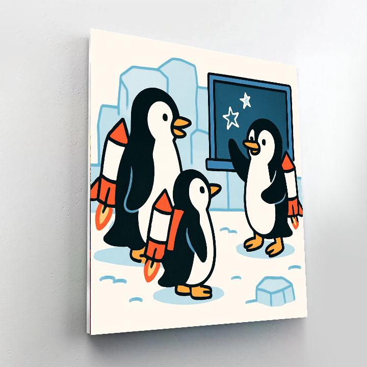 Rocket School Penguins Paint by numbers art