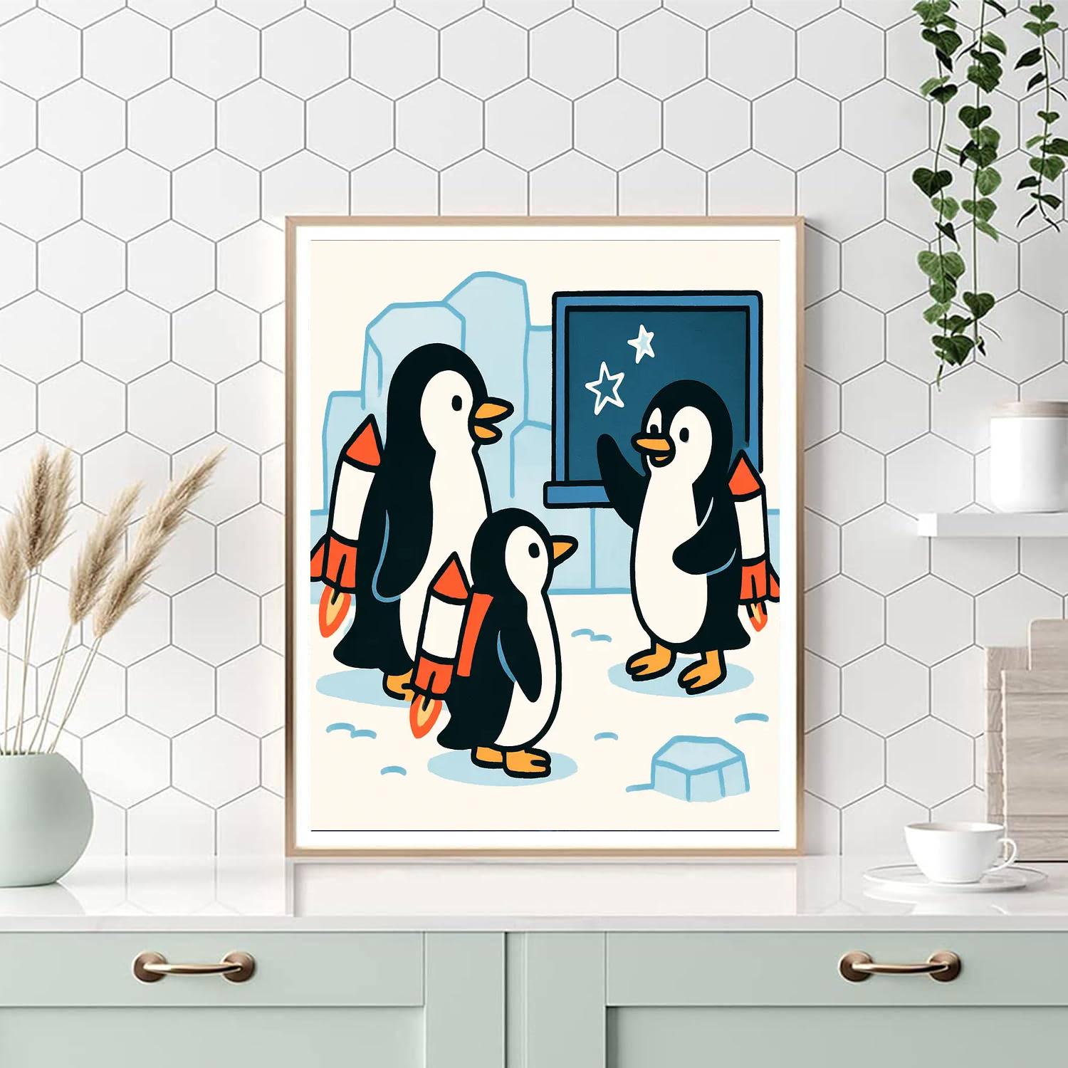 Rocket School Penguins Paint by numbers art
