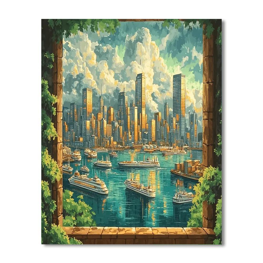 Victoria Peak Skyline Hong Kong China paint by number