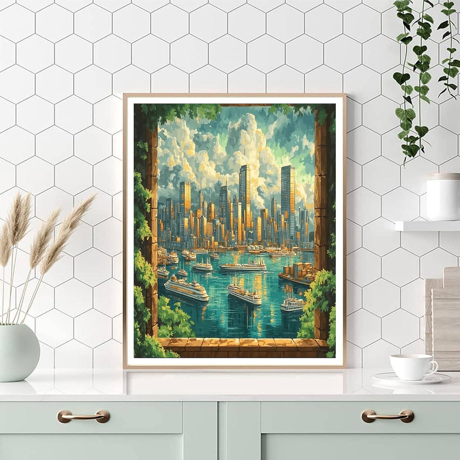 Victoria Peak Skyline Hong Kong China paint by number