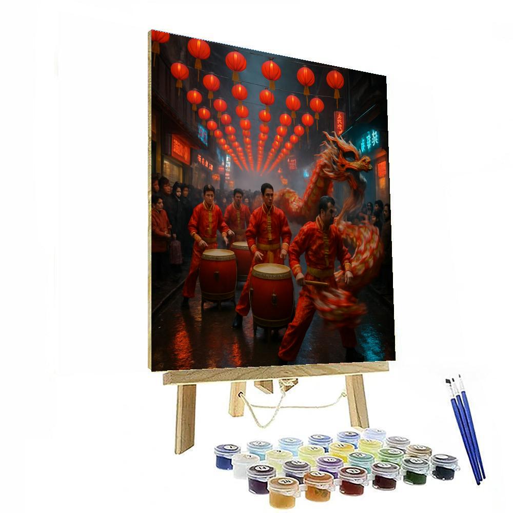 Lunar New Year Dragon Procession paint by number