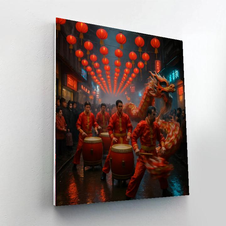 Lunar New Year Dragon Procession paint by number