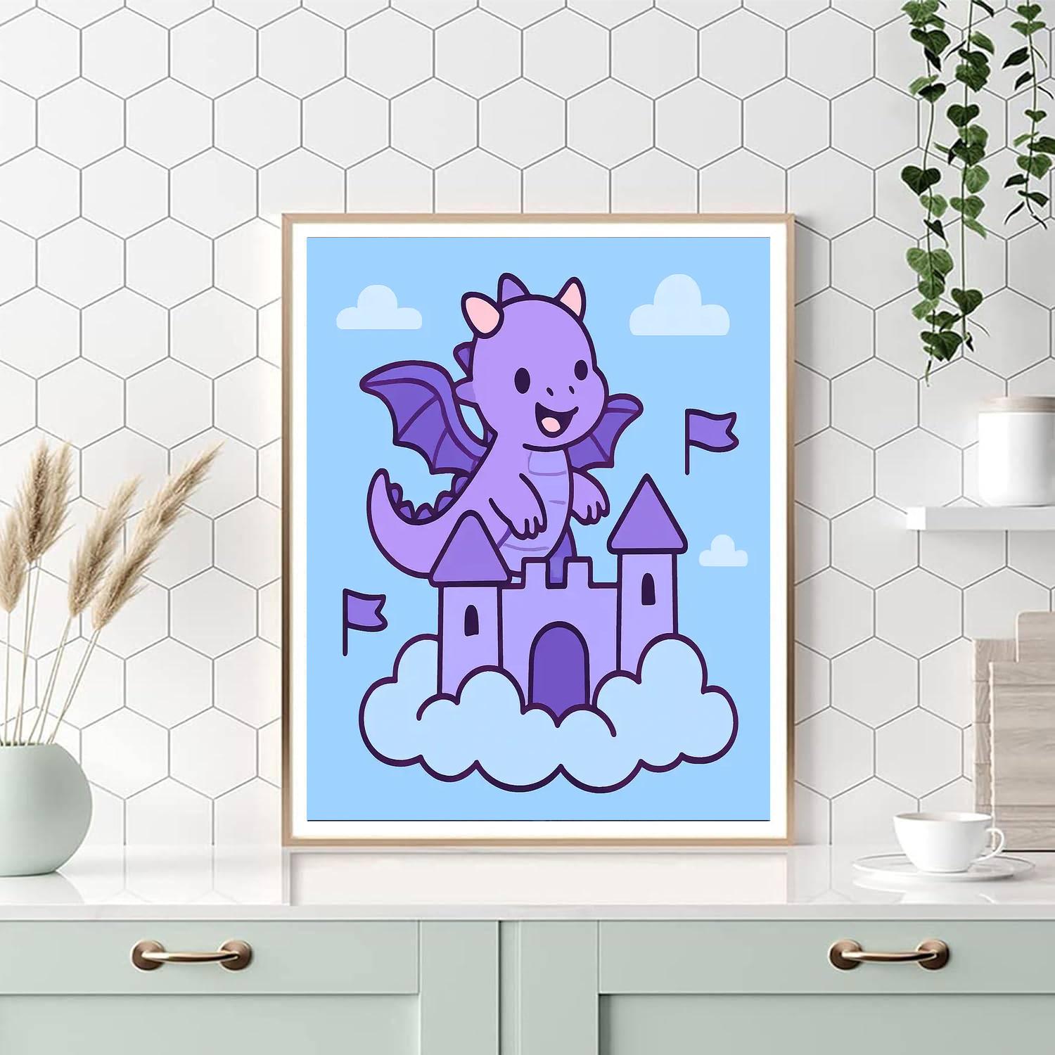 Cloud Castle Dragon Paint by numbers art