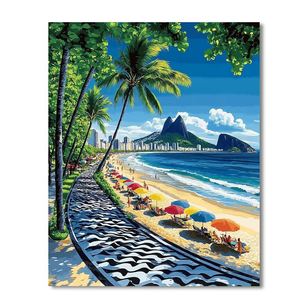 Copacabana Promenade Rio De Janeiro Brazil Paint by numbers art