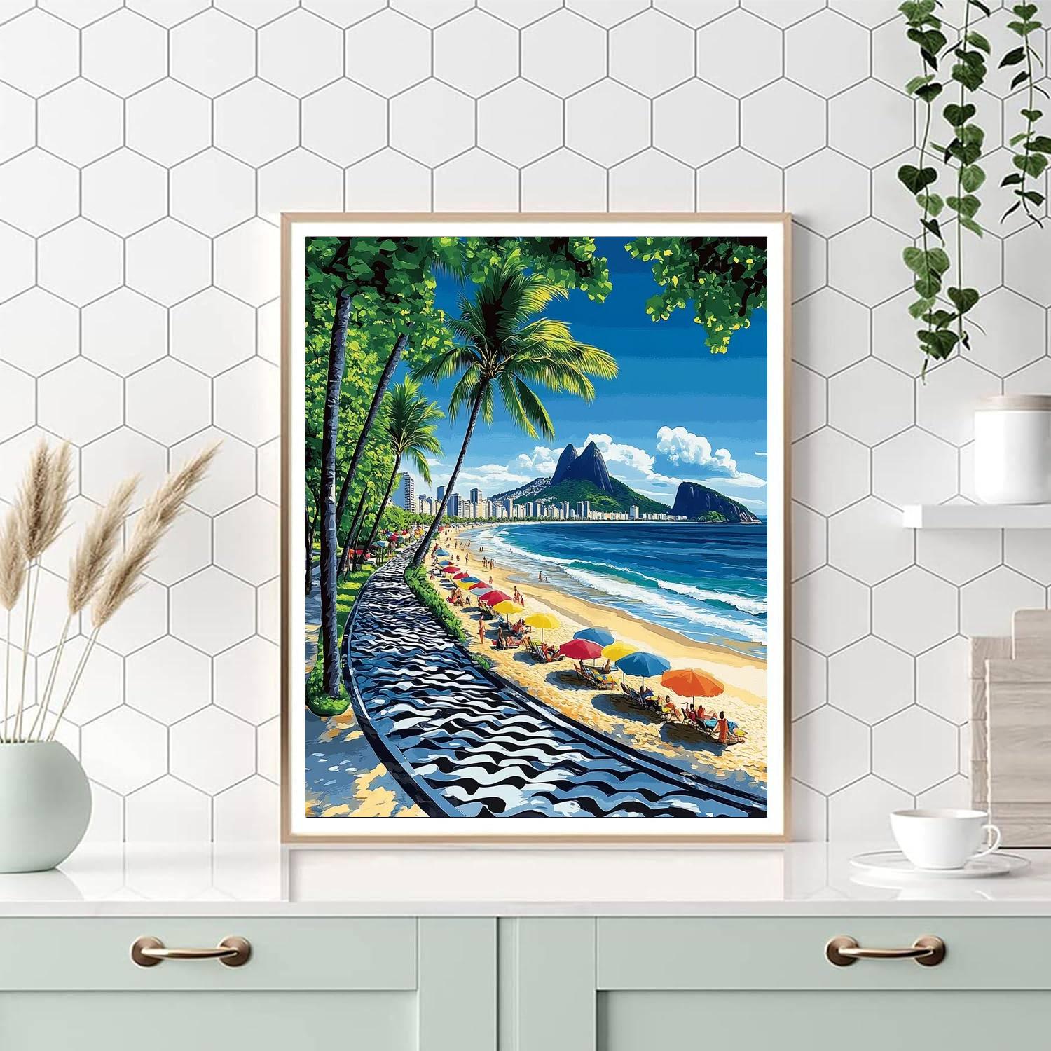 Copacabana Promenade Rio De Janeiro Brazil Paint by numbers art