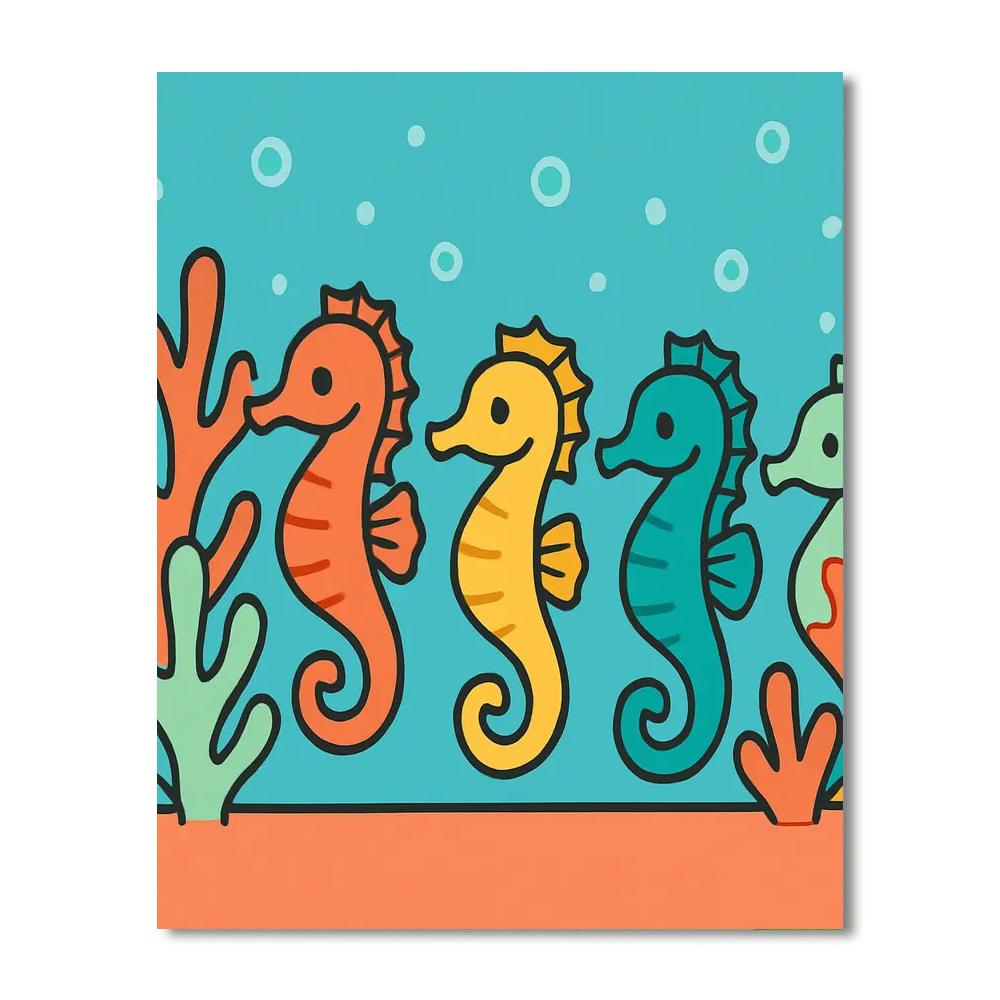 Submarine Seahorse Parade DIY paint by numbers