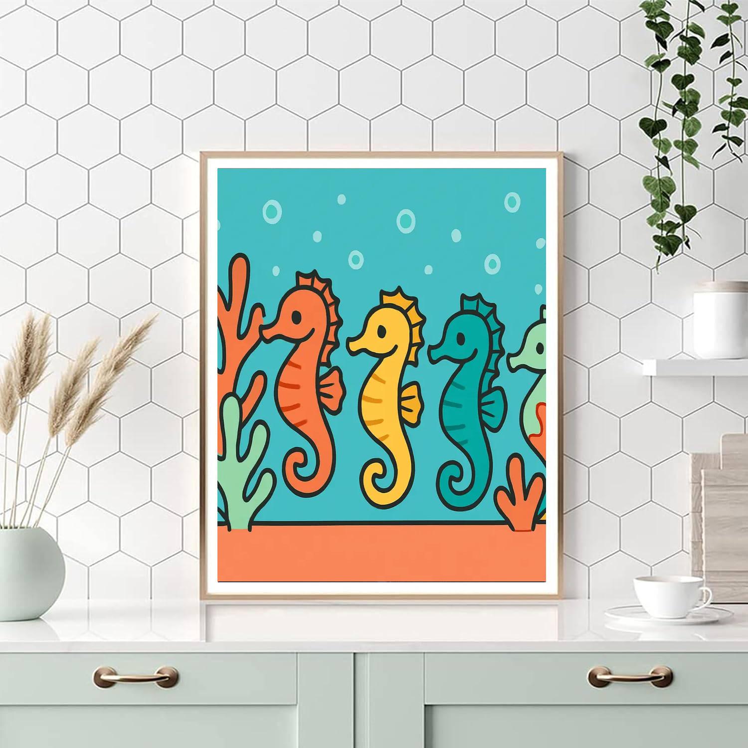 Submarine Seahorse Parade DIY paint by numbers