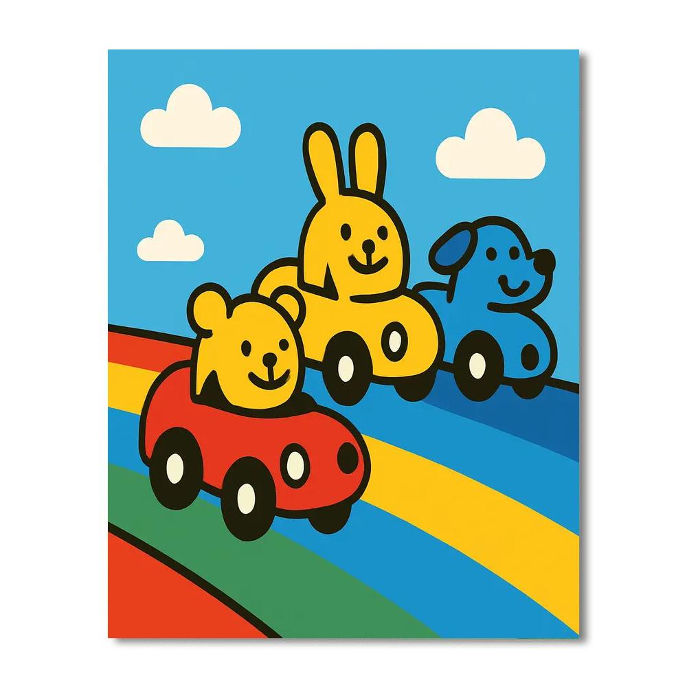Rainbow Road Racers DIY paint by numbers