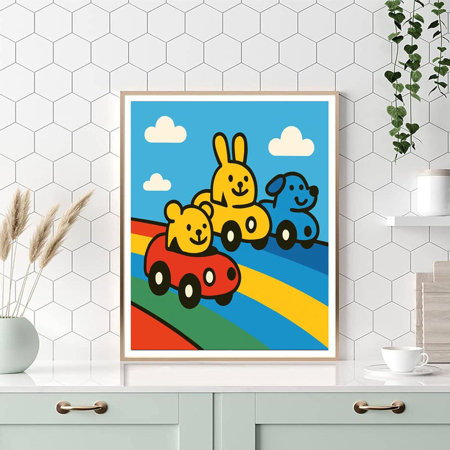 Rainbow Road Racers DIY paint by numbers