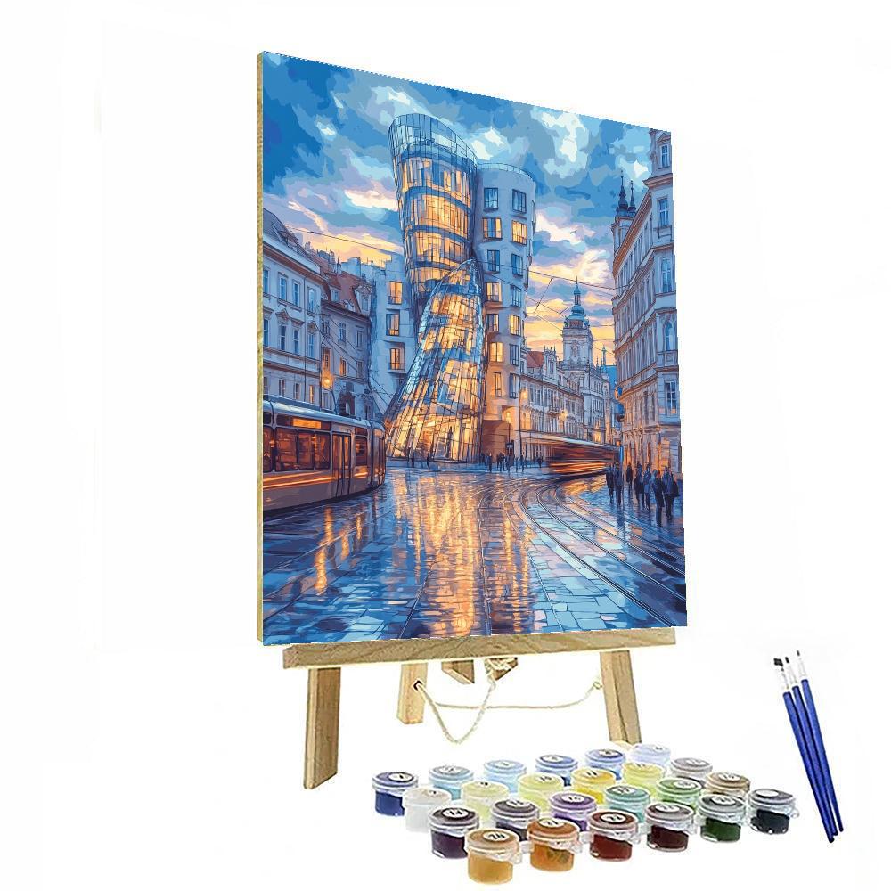 Dancing House Mirrored Facade Prague Czech Republic DIY paint by numbers