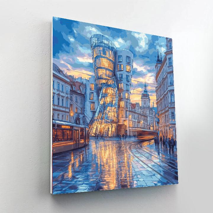 Dancing House Mirrored Facade Prague Czech Republic DIY paint by numbers