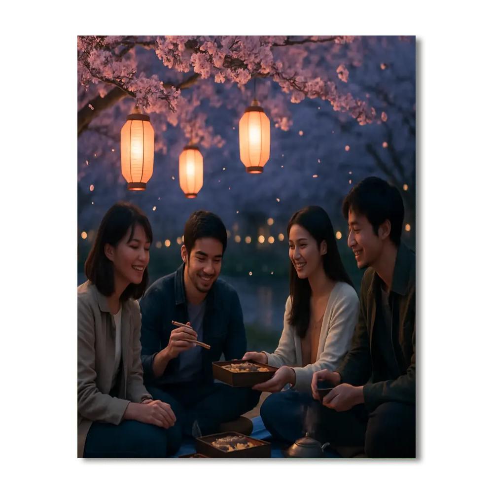 Hanami Evening By The River Paint by numbers art