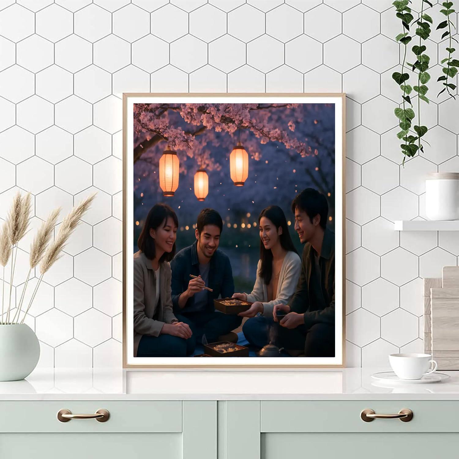 Hanami Evening By The River Paint by numbers art