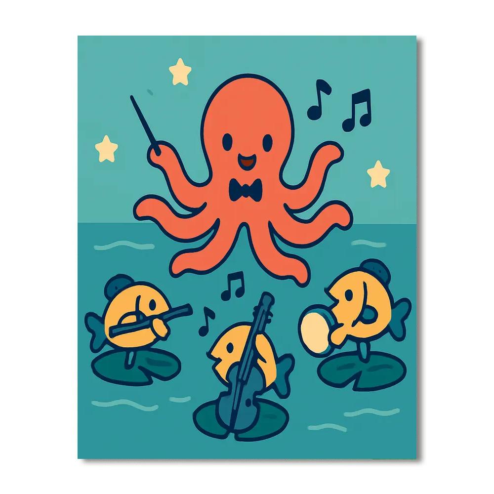 Orbiting Octopus Orchestra paint by number