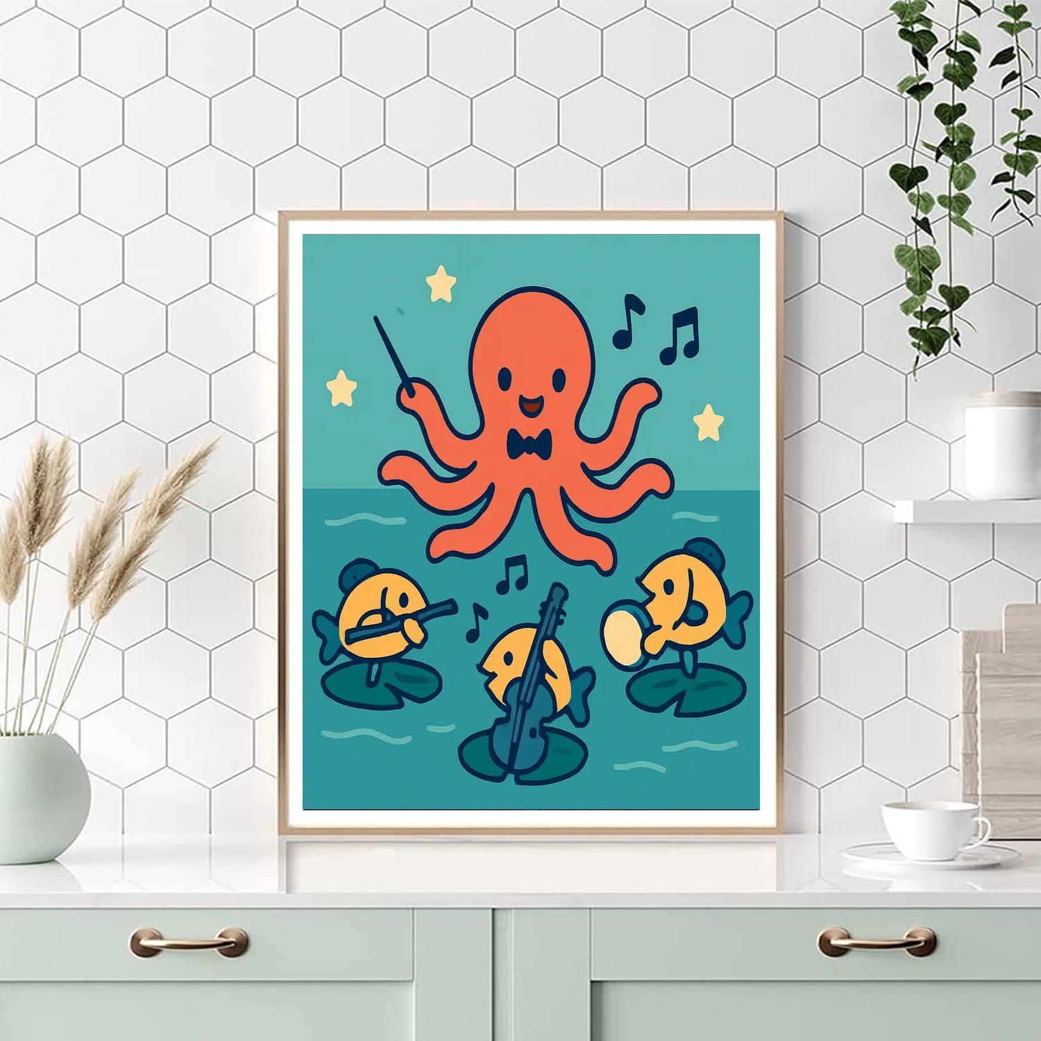 Orbiting Octopus Orchestra paint by number