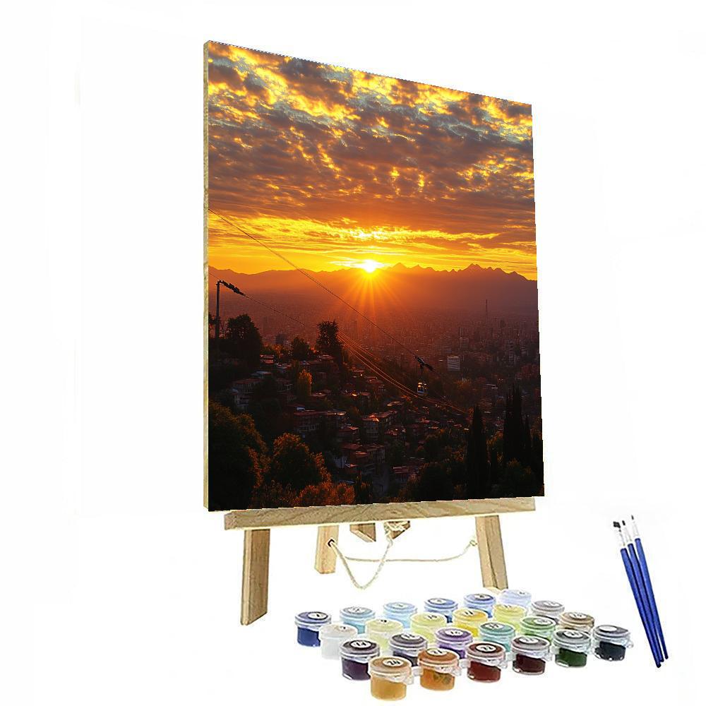 Santiago Sky At Sunset From San Cristobal Chile painting number kit