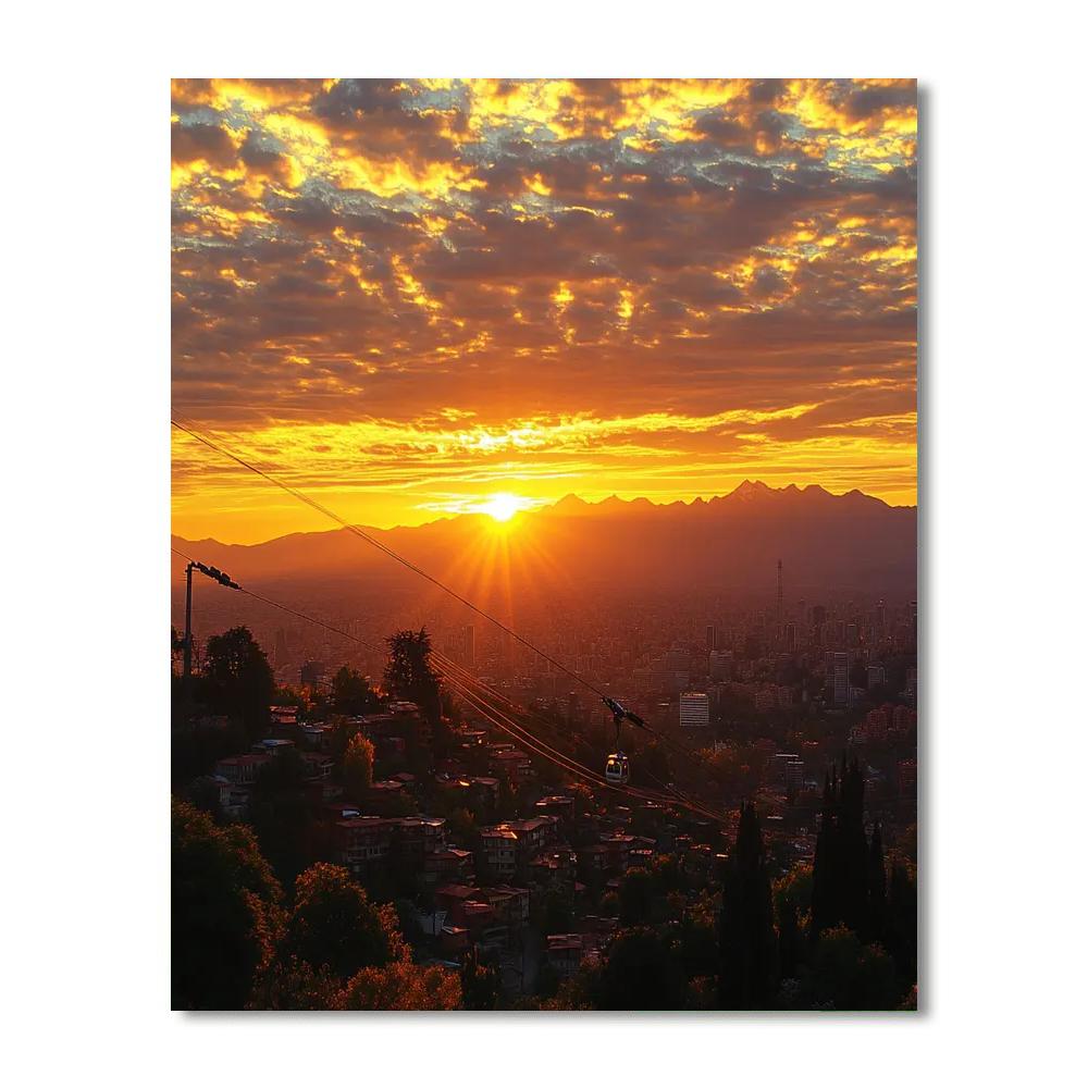 Santiago Sky At Sunset From San Cristobal Chile painting number kit