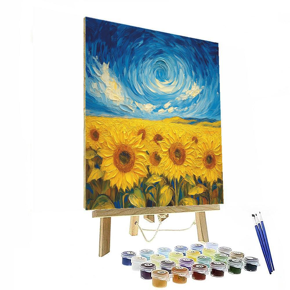 Van Gogh Inspired Sunflowers In Field Numbered painting kits