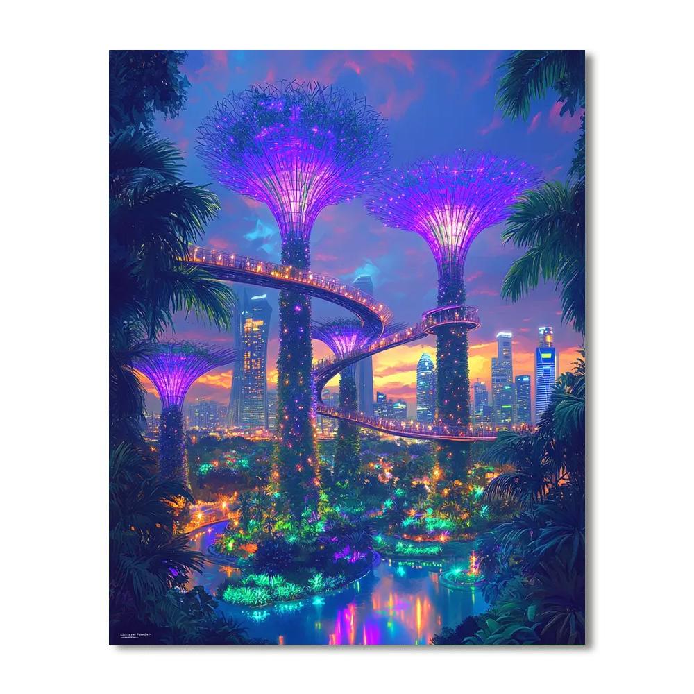 Gardens By The Bay Supertrees Singapore Numbered painting kits