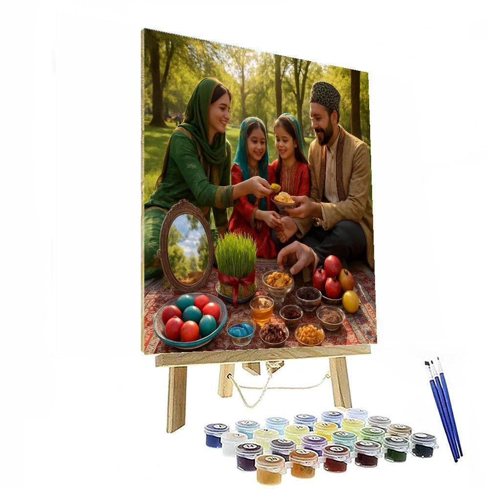 Nowruz Haftseen Table Outdoors paint by color
