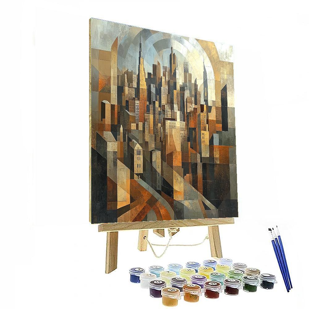 Picasso Inspired Abstract Cityscape DIY paint by numbers